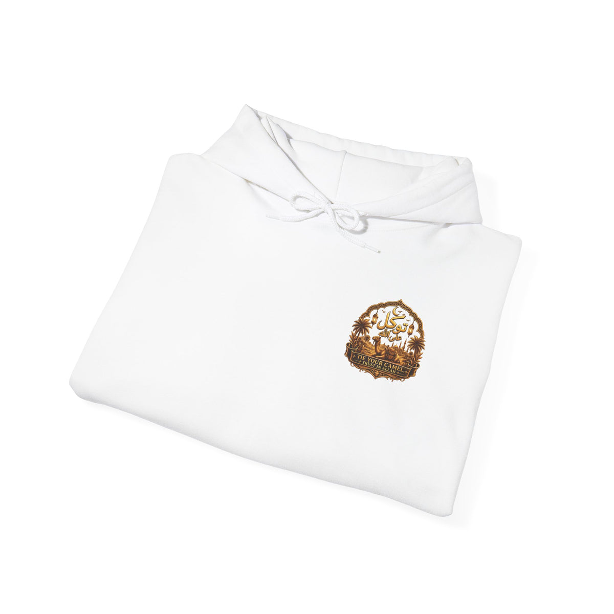 Sabr Camel Desert Hoodie — Arabic Patience Graphic Sweatshirt