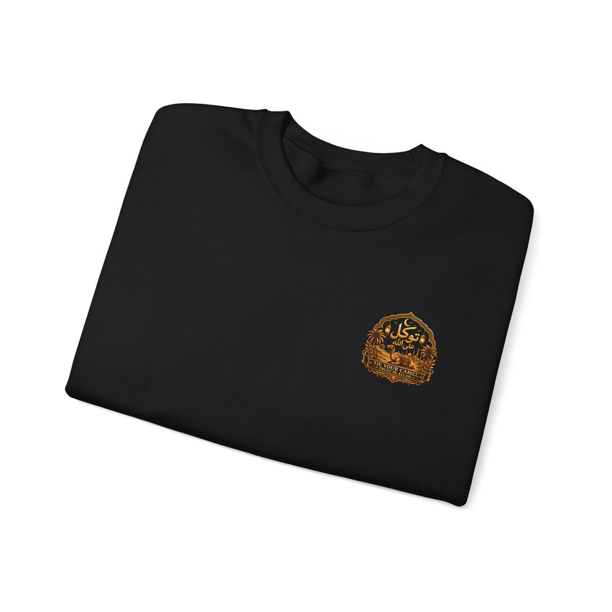 Crewneck Sweatshirt with Mountain Cabin Patch – Cozy Outdoorsy Travel Crew