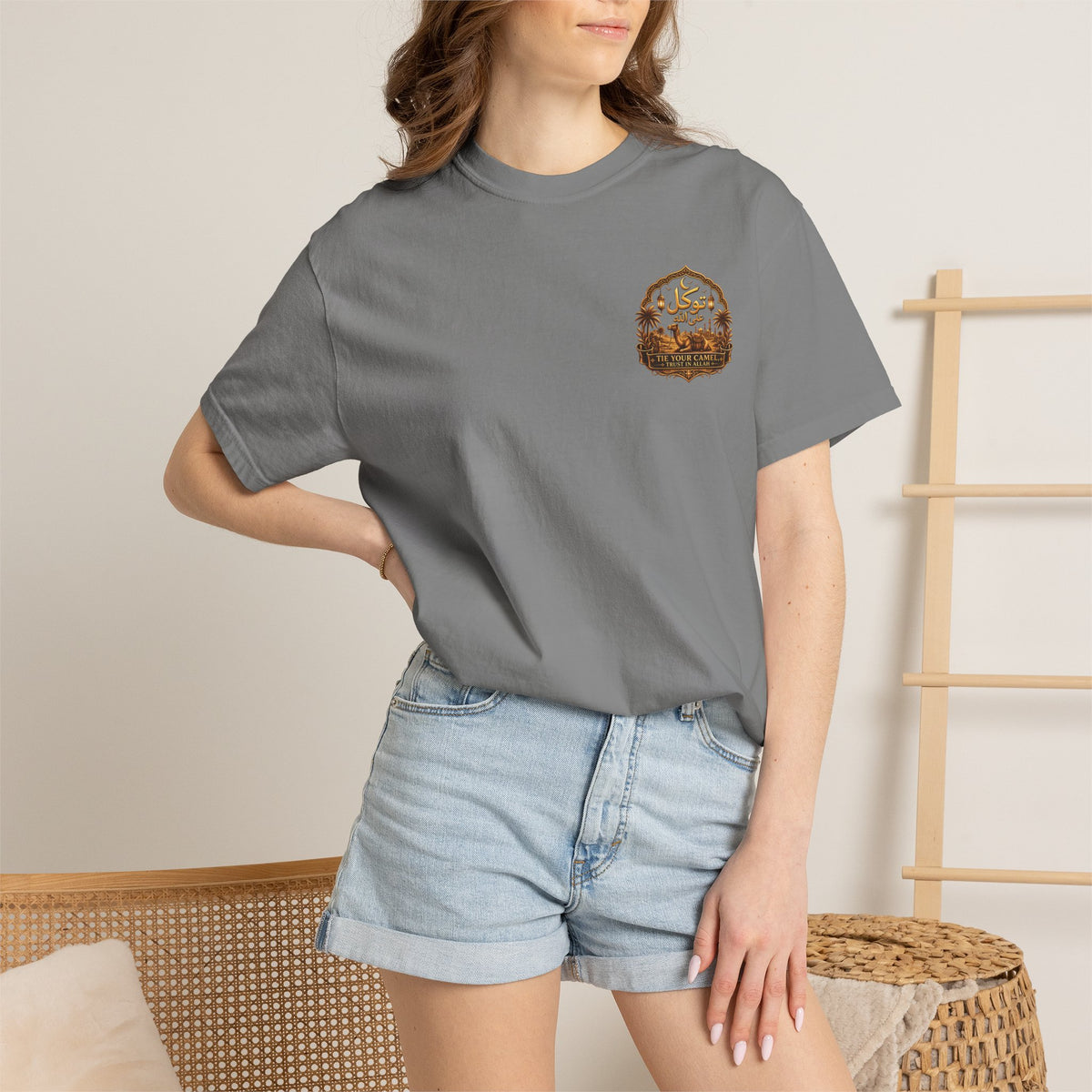 Arabic Calligraphy Pattern T-Shirt — Monochrome Script Graphic Tee