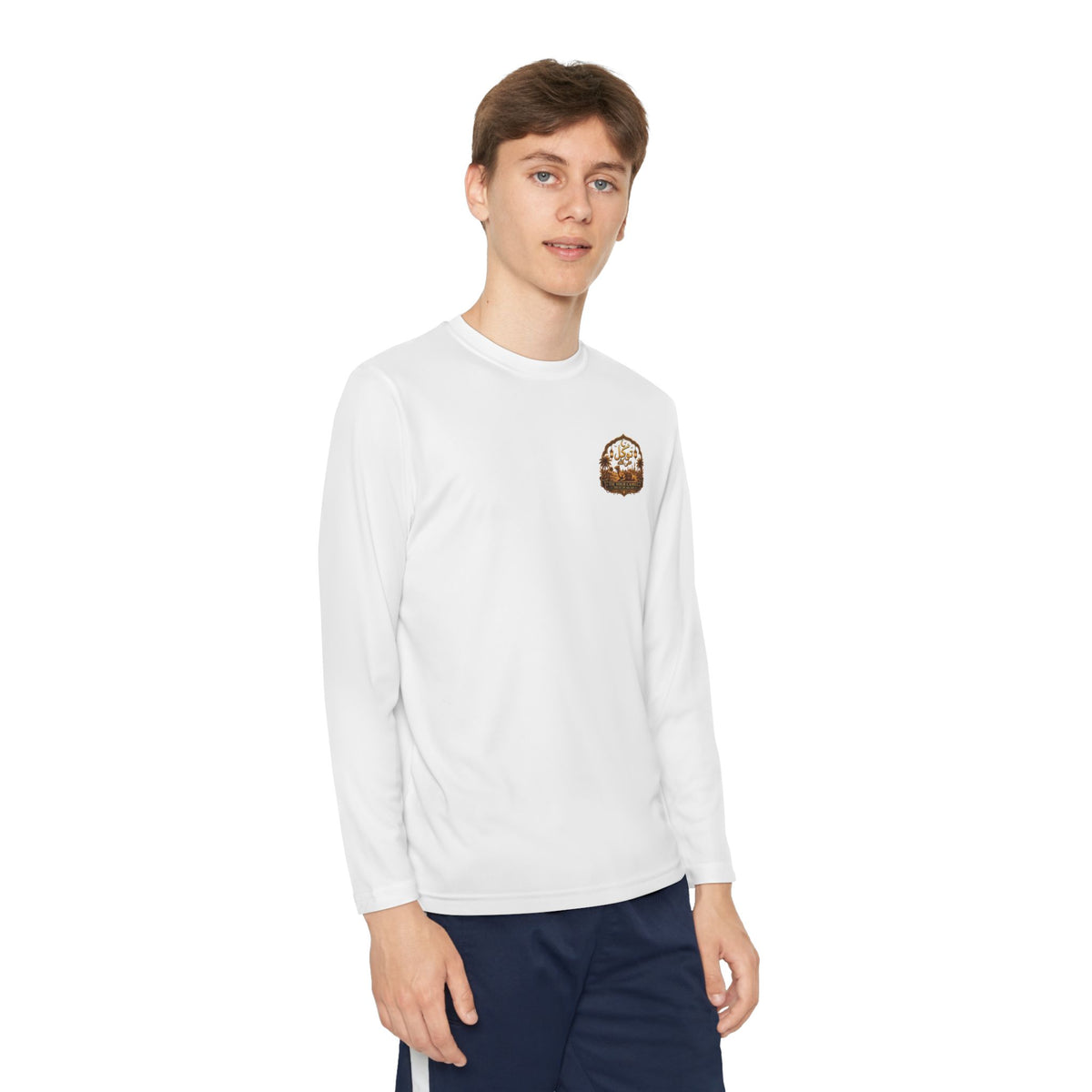 Youth Long Sleeve Tee — Vintage Gold Crest Graphic