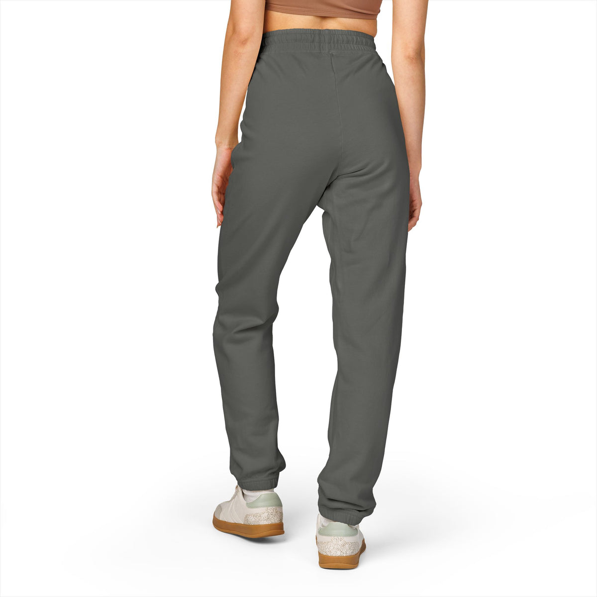 Fleece Sweatpants with 'Thankful' Side Script — Cozy Garment-Dyed Joggers