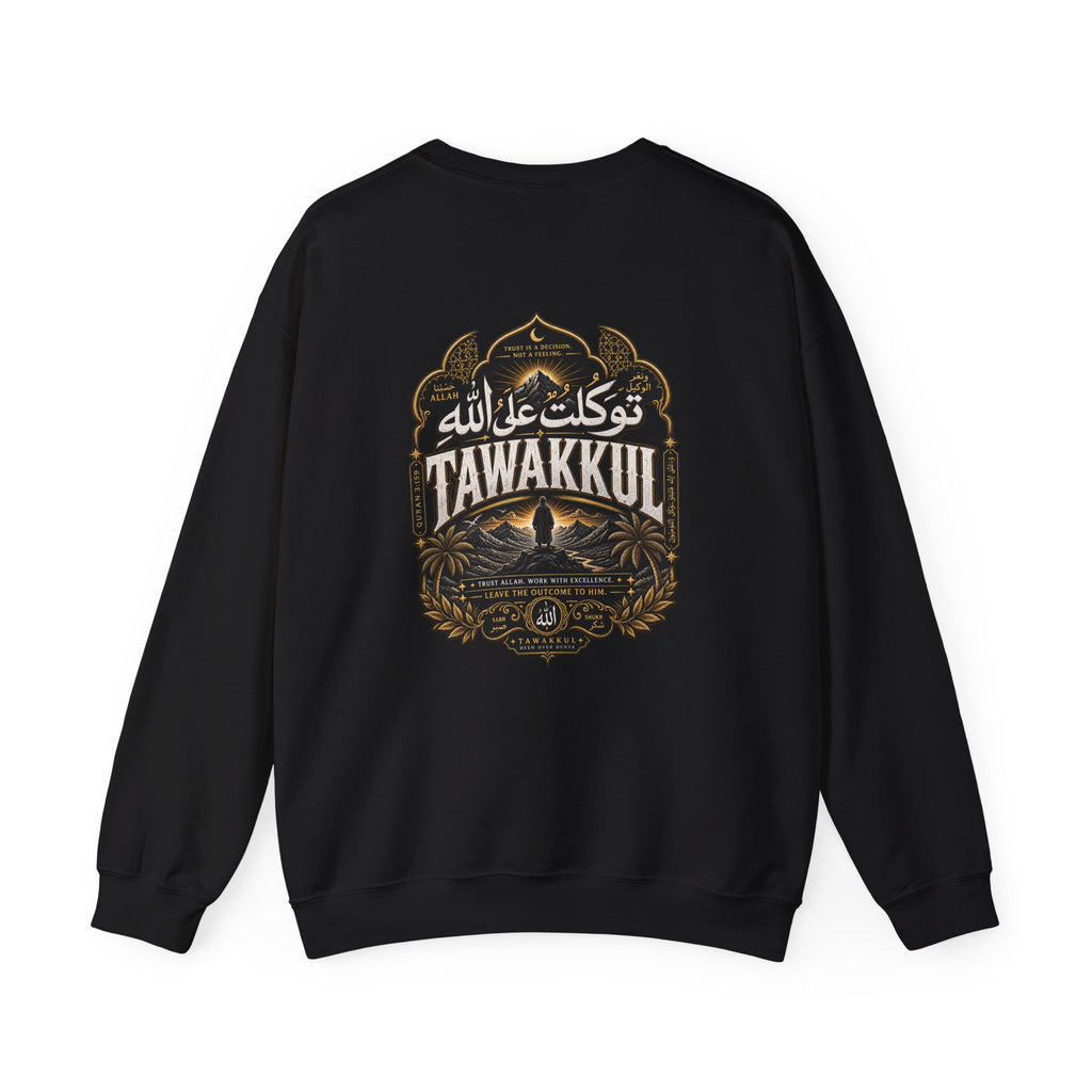 Black Crewneck Sweatshirt with Small 'Tihankel' Retro Patch — Vintage Mountain Logo Pullover