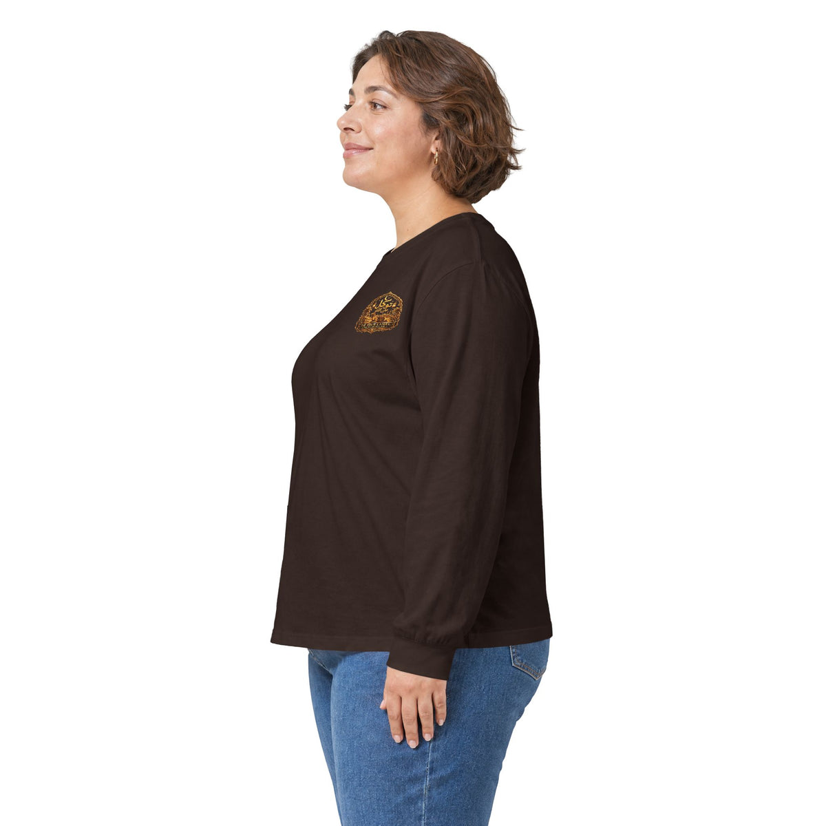 Camel Graphic Long Sleeve Tee — "Fadl" Arabic Script Design