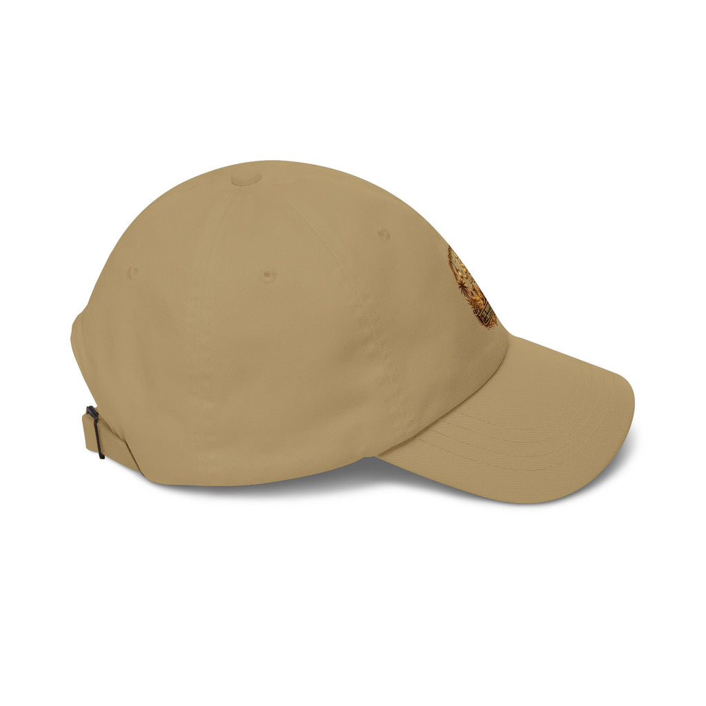 Embroidered Golden Crest Dad Cap — Classic White Baseball Hat