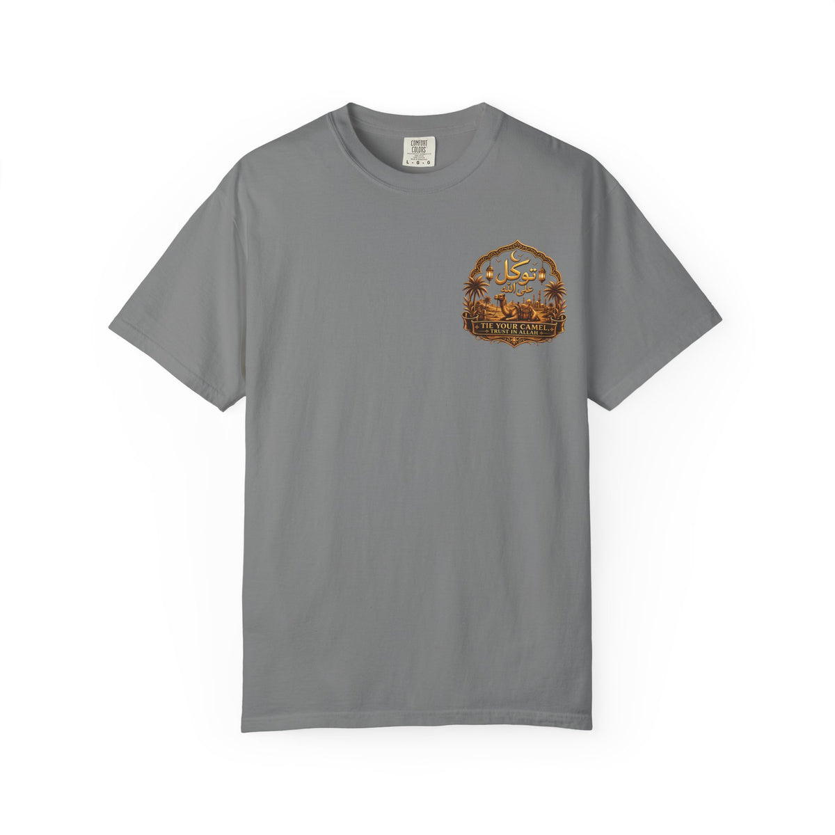 Nimah Desert Tee — Arabic Calligraphy Camel Graphic T-Shirt