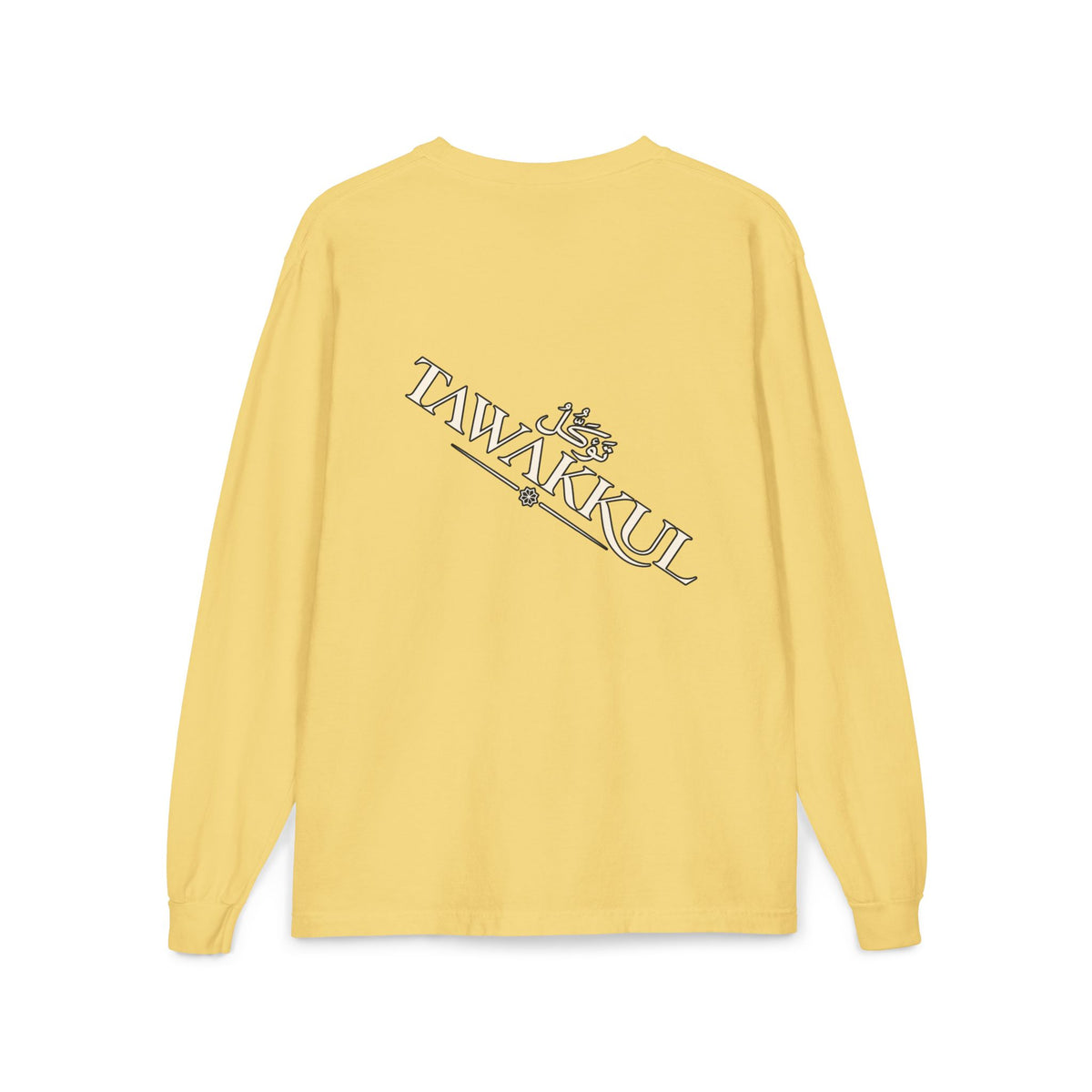 Tawakūl Pocket Long Sleeve Tee — Vintage Script & Crest Chest Pocket Design