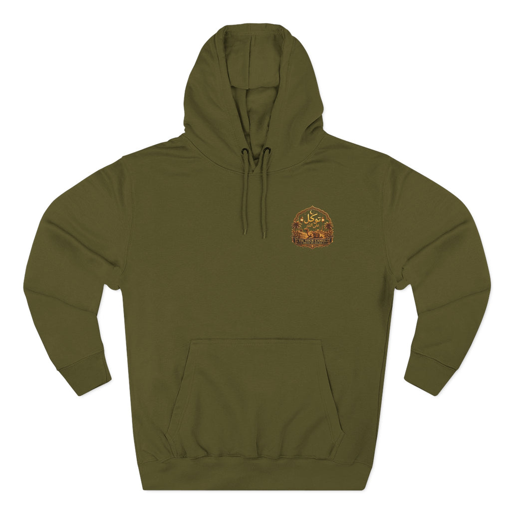 Camel Caravan Hoodie — "Nimah" Arabic Desert Design