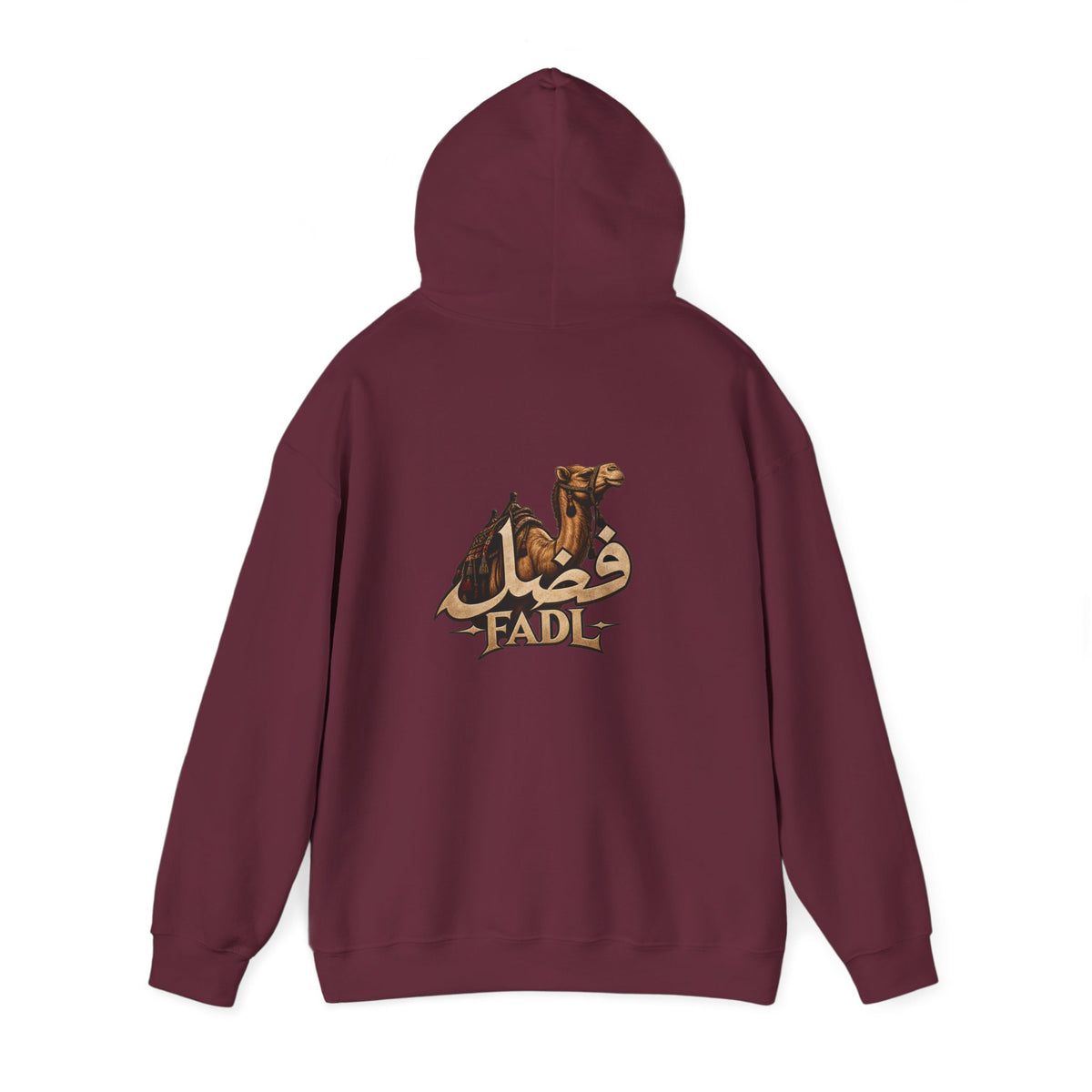 Arabic Name Fadl Hoodie — Gold Calligraphy Graphic Sweatshirt