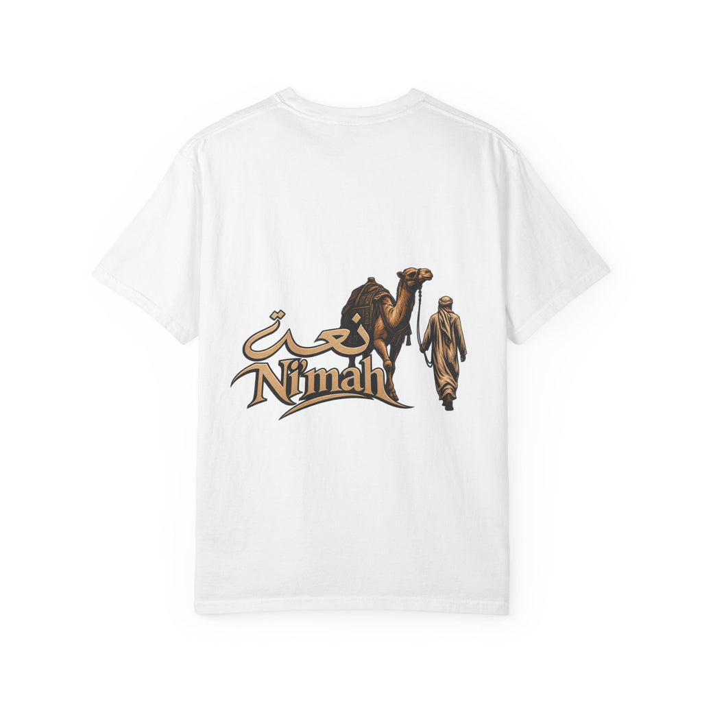 Nimah Desert Tee — Arabic Calligraphy Camel Graphic T-Shirt