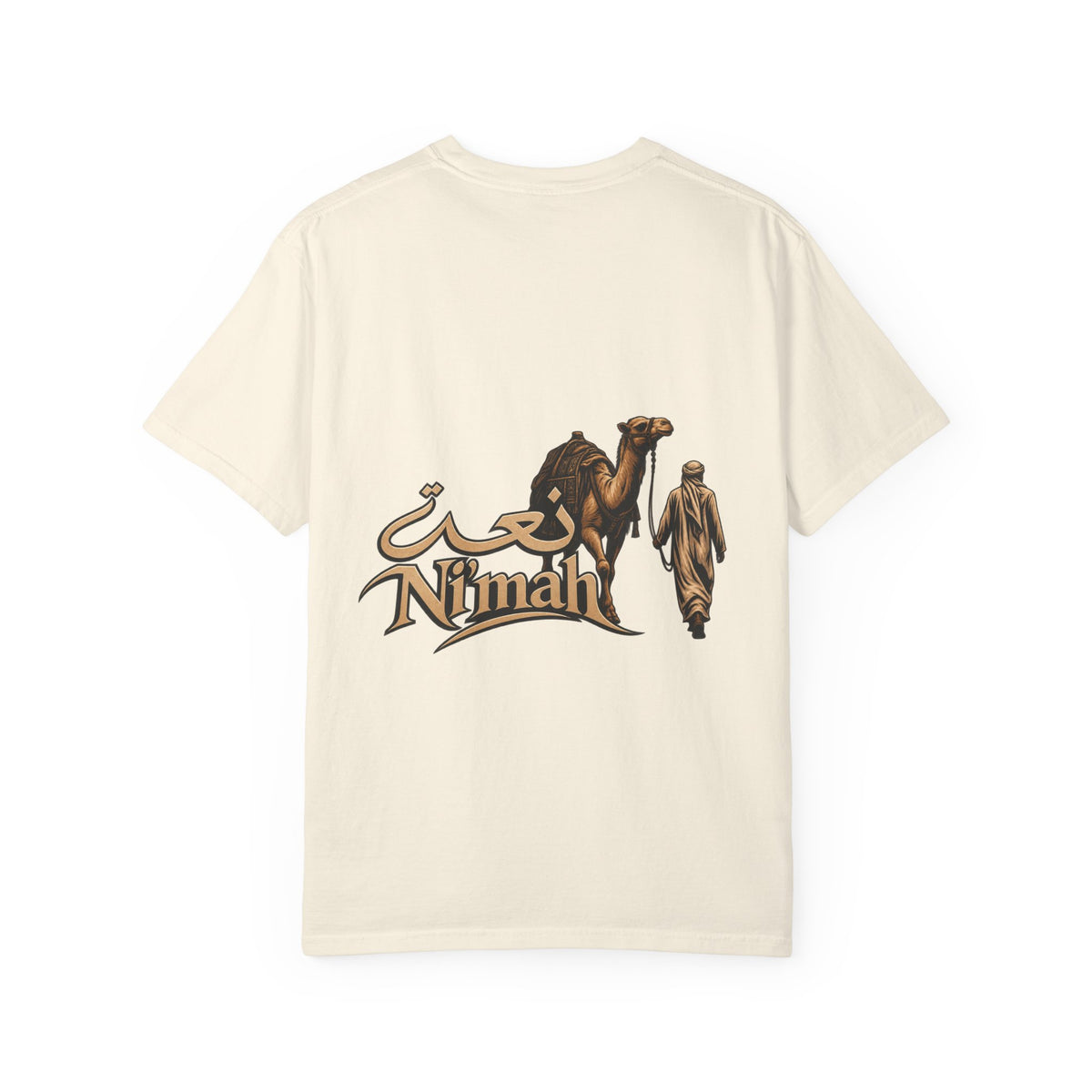 Nimah Desert Tee — Arabic Calligraphy Camel Graphic T-Shirt